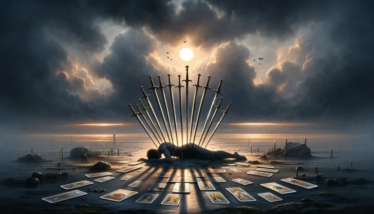"The illustration depicts a scene of conclusion, betrayal, or a painful ending within a relationship, emphasizing emotional pain and feelings of being let down. Despite the somber backdrop, the horizon suggests potential for healing, personal growth, and new beginnings after the end of a challenging chapter, capturing the essence of confronting the truth, releasing the past, and moving forward towards a brighter future."