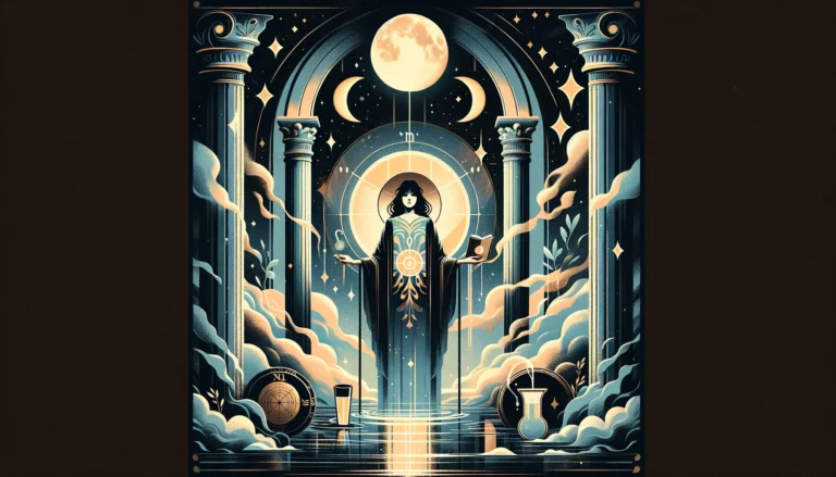 "Illustration representing the essence of intuition and the unknown, featuring symbolic elements that evoke a sense of mystery and spiritual depth."