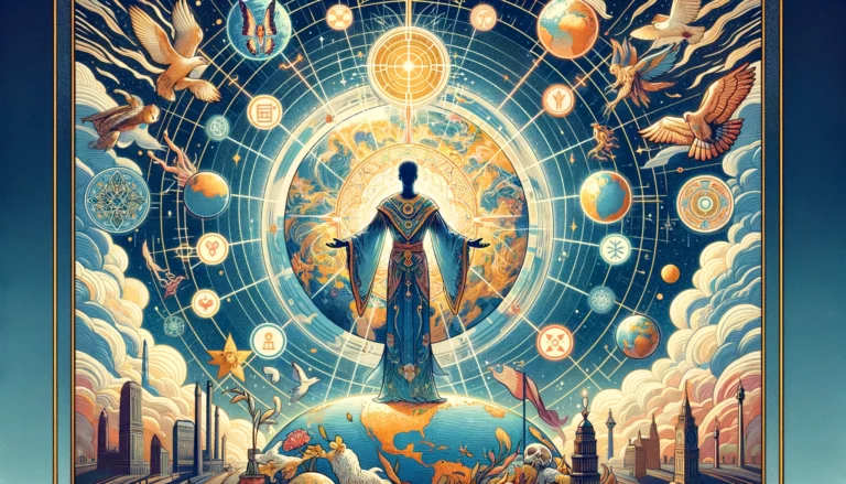 "Illustration portraying 'The World' Tarot card as a personification of fulfillment, unity, and completion, setting an engaging tone for your thematic article."