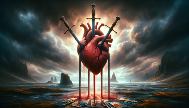"The image portrays the themes of heartbreak, separation, and relationship challenges, emphasizing the emotional pain and the potential for growth and understanding within love."