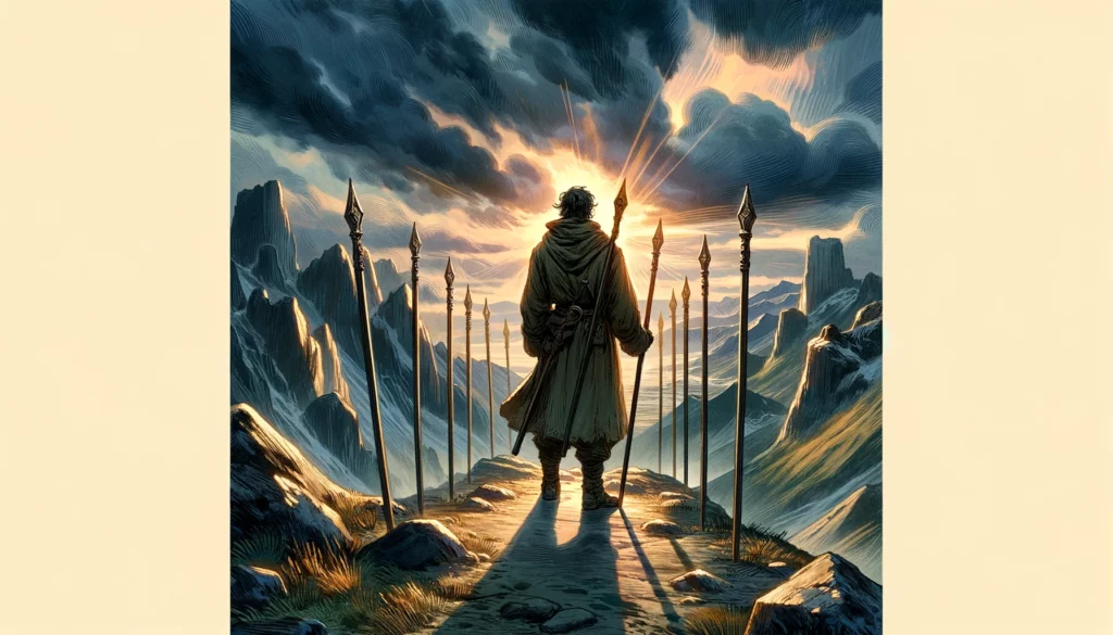 The image portrays steadfast resilience and determination amidst ongoing challenges. The lone figure stands with unyielding strength and preparedness to face further tests. Set against a backdrop hinting at impending challenges, the scene underscores the figure's resolve and courage to persevere and protect their achievements against all odds. The visual representation enriches the article by highlighting the individual's unwavering commitment to overcoming adversity and defending their goals.





