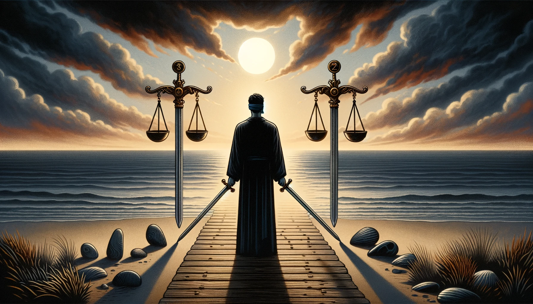 "Illustration depicting a person standing at a crossroads, symbolizing the dilemma of being torn between two choices, desires, or paths, set against a backdrop conveying themes of contemplation, indecision, and the search for resolution."