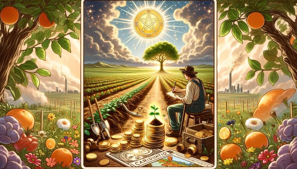 The image depicts characteristics of ambition, dedication, and the initiation of a rewarding journey toward material and personal growth. It highlights the positive attributes of focus, hard work, and the potential for realizing aspirations, against a backdrop indicating a bright and promising beginning.